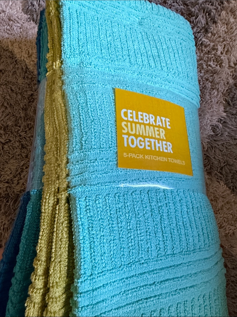 Celebrate Summer Together 5-Pack Kitchen Towels - blues and greens